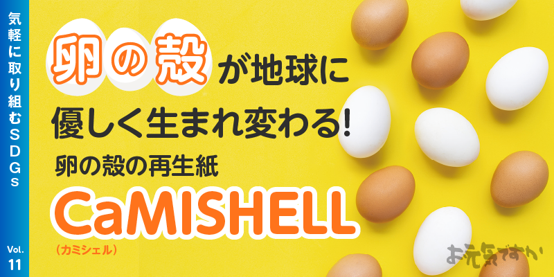 卵の殻が地球に優しく生まれ変わる！ 卵の殻の再生紙CaMISHELL（カミシェル)