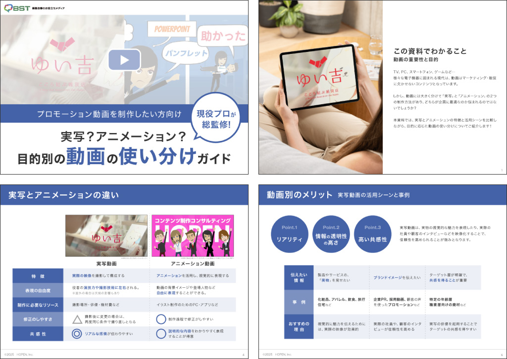 目的別の動画の使い分けガイド サンプル画像